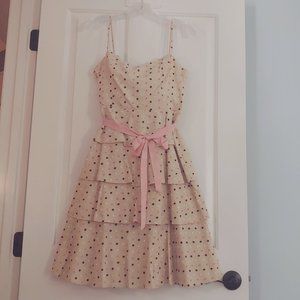 BCBG Max Azria beige tiered polka dot dress